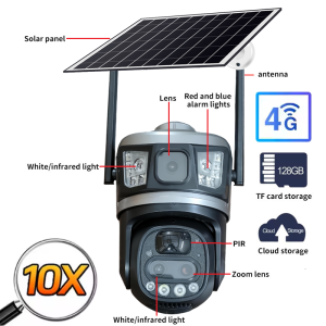 6MP 4G 10X zoom solar pir human tracking app V380 pro ptz camera