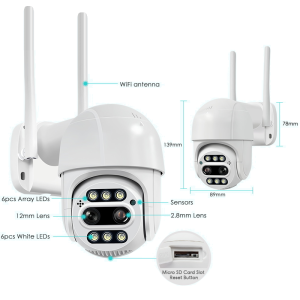 3MP Ai 10X Zoom Onvif Wifi Dual Lens Dual IR led working with NVR ultra hd smart outdoor monitor auto tracking ip pt two way audio cp surveillance cctv camera CareCam Pro