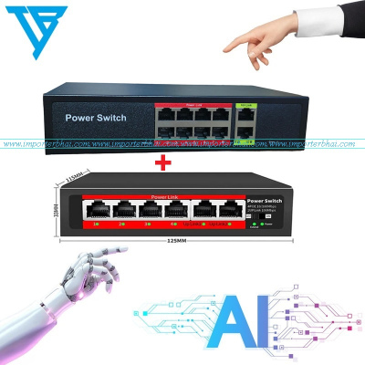 6 Port (4+2) + 10 Port (8+2) PoE Switch Combo.