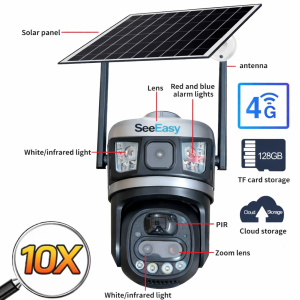 IP 4G solar 10X zoom ptz 6mp 8 array V380 pro wifi camera